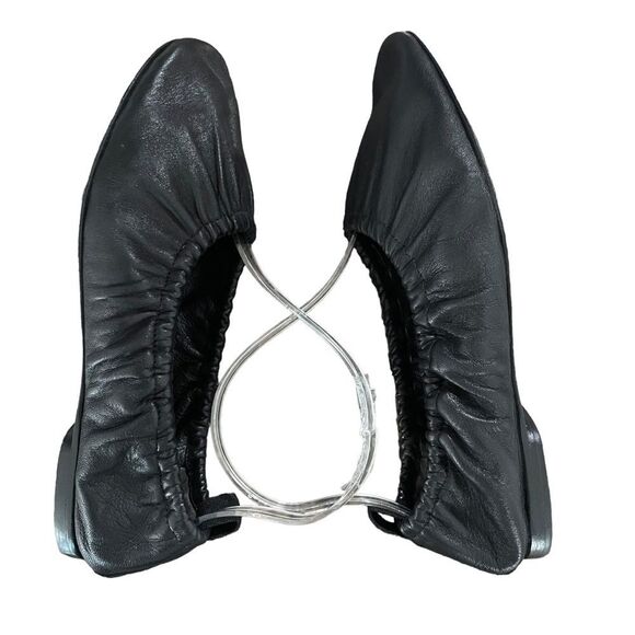 Rag & Bone Elly Black Leather Ballet Flats Ruching Size 39 - Picture 4 of 11
